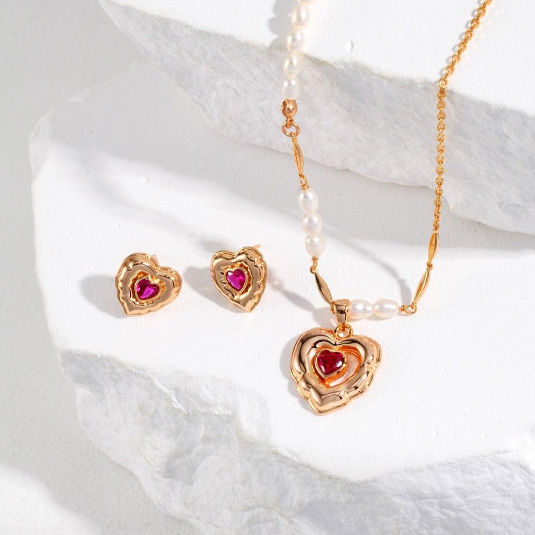 Buy now the beautiful Heart Balloon Earrings and Necklace set from Amore Jewellery