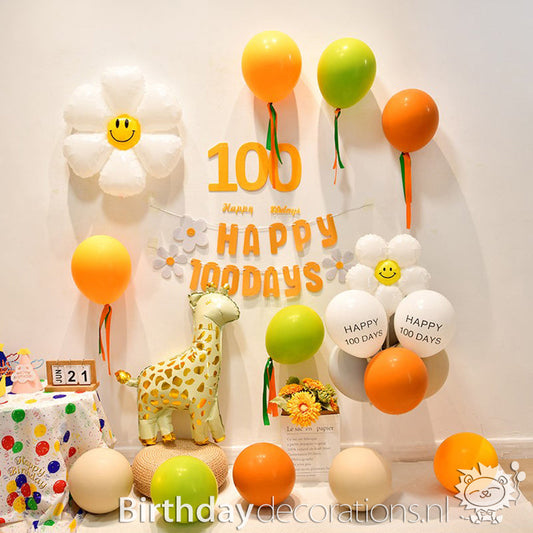 Koop nu de Leo's Party 100 dagen mijlpaal - baby party - Feest versiering - verjaardag decoratie - Party set met ballonnen en giraffe van BirthdayDecorations.nl en maak van de 100ste dag van je baby een onvergetelijke ervaring voor jou en je familie!