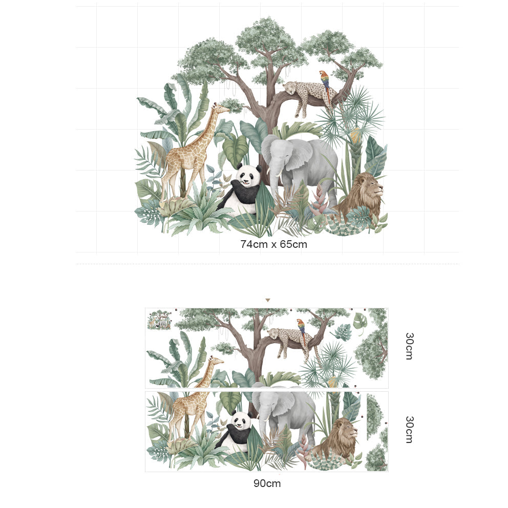 Koop nu de Panda in de Jungle Muursticker van BirthdayDecorations.nl! Kinderkamer wanddecoratie - Babykamer decoratie - Muurdecoratie - Decoratie sticker - Zelfklevende muursticker voor baby en kinderkamer